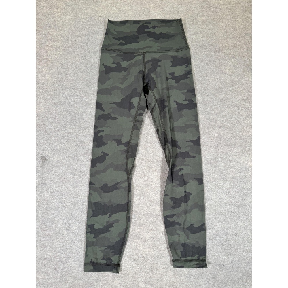 Lululemon Leggings Womens 4 Green Camo High Rise Ankle Yoga Athletic‎ Gym Tight